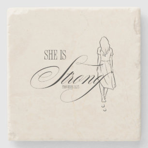 She is Strong Proverbs 31:25 Stone Coaster