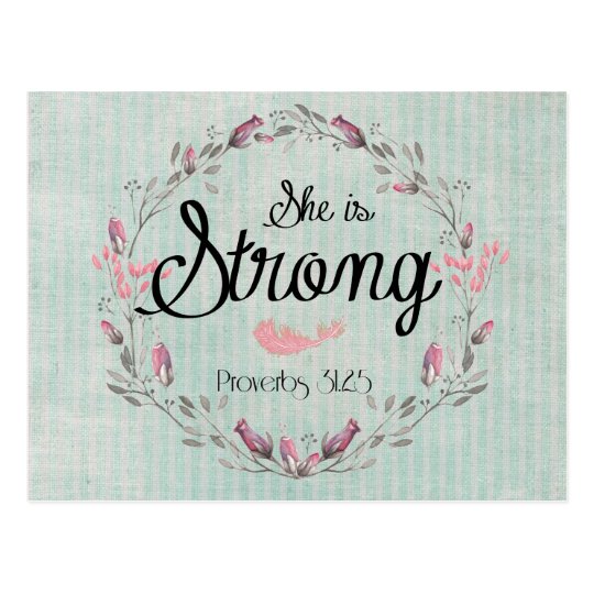 She is Strong Proverbs 31 Bible Verse Quote Postcard | Zazzle.co.uk