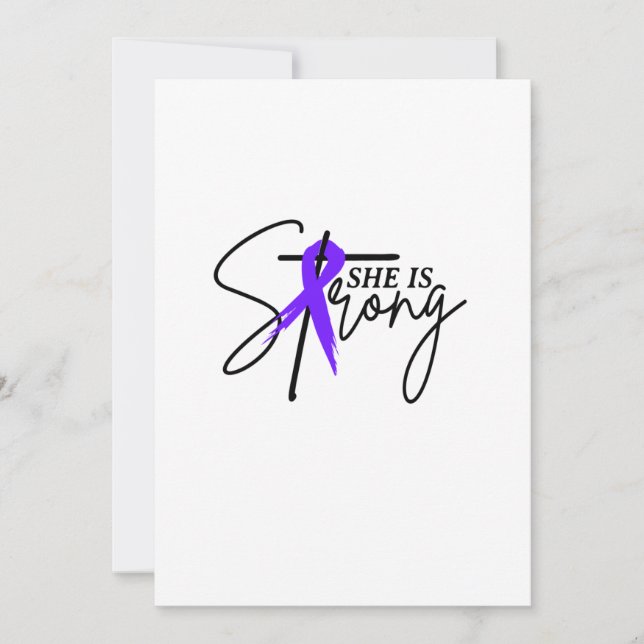 She Is Strong Purple Ribbon Save The Date (Front)