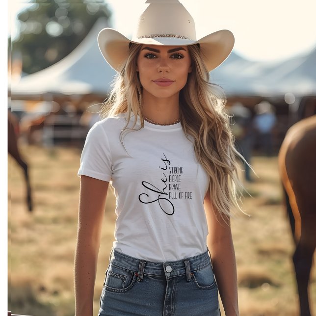 She is strong Script Typography Gift T-Shirt (Creator Uploaded)