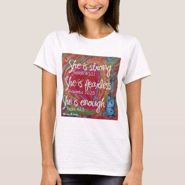 She Is Strong Scripture T-Shirt (Front)