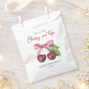 She is the cherry on top baby shower favour bags