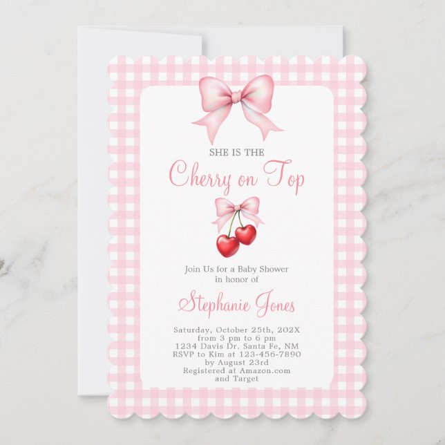 She is the Cherry on Top Baby Shower Girl Invitation (Front)