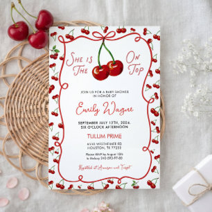She is The Cherry on Top Baby Shower Invitation