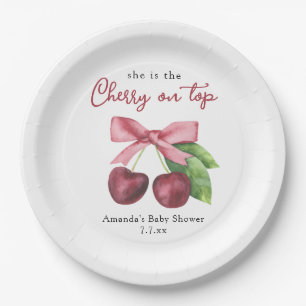 She is the cherry on top baby shower  paper plate