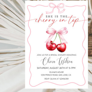 She Is the Cherry on Top Bridal Shower Party Invitation