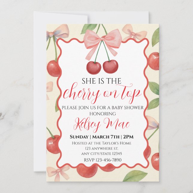 She Is The Cherry On Top Invitation (Front)