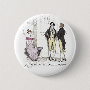 She is tolerable ... Jane Austen P&P CH3 6 Cm Round Badge