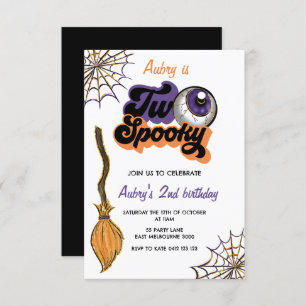 She Is Two Spooky Second Birthday Halloween Invitation