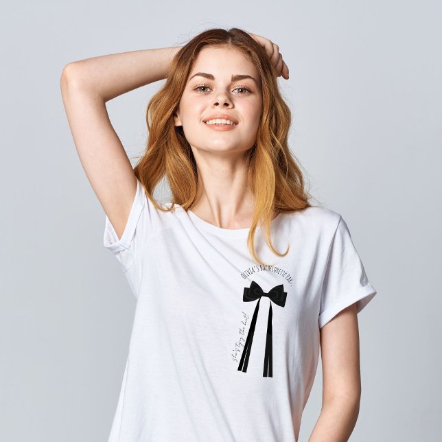 She is tying the knot black bow bachelorette T-Shirt (Creator Uploaded)