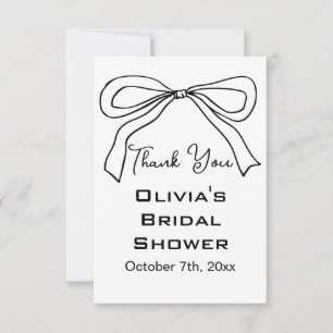 She Is Tying the Knot Black Bow Bridal Shower Thank You Card