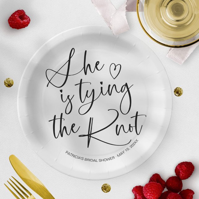 She Is tying The Knot Bridal Shower Paper Plate (Creator Uploaded)