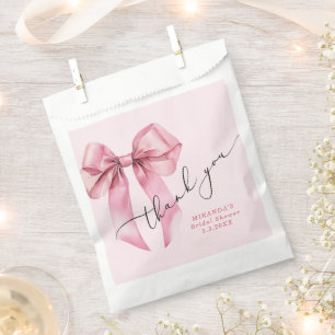 She is tying the knot Pink Bow Bridal Thank you Favour Bags