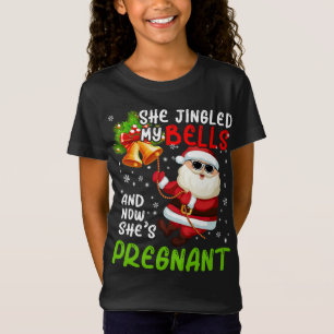 She Jingled My Bells Pregnant Cute Christmas Santa T-Shirt