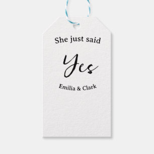 she just said yes engagement party name simple mii gift tags