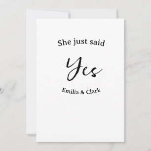 she just said yes engagement party name simple mii invitation