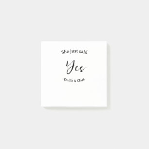 she just said yes engagement party name simple mii post-it notes