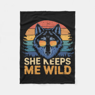 She Keeps Me Wild He Keeps Me Safe Trend Cool Vale Fleece Blanket