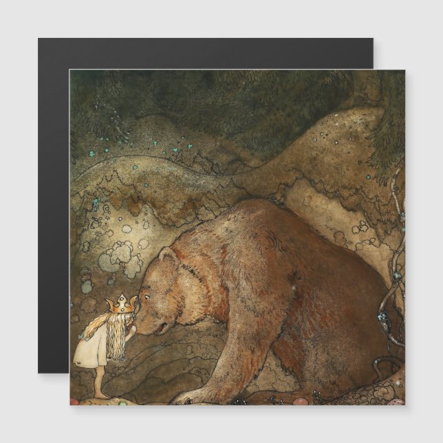 “She Kissed the Bear” by John Bauer Magnetic Invitation (Front/Back)
