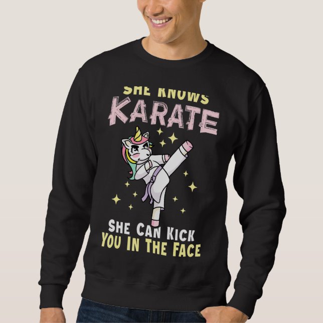 She Knows Karatefor Kick Boxers Sweatshirt (Front)