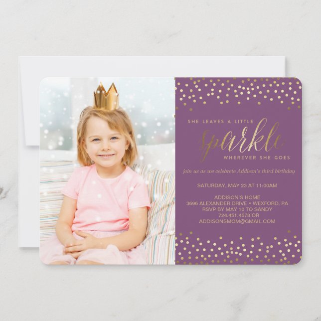 She Leaves a Little Sparkle KIDS BIRTHDAY INVITE (Front)