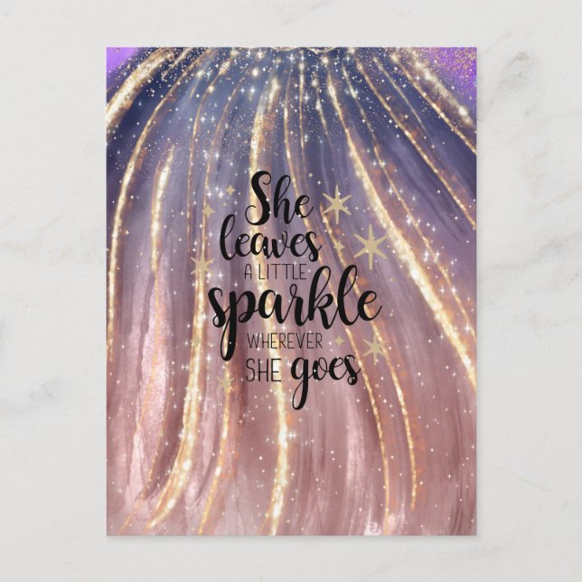 She Leaves A Little Sparkle Luxury Glitter  Postcard (Front)