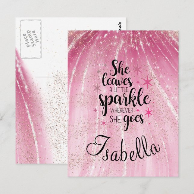 She Leaves A Little Sparkle Luxury Personalized  P Postcard (Front/Back)