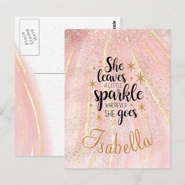 She Leaves A Little Sparkle Luxury Personalized    Postcard (Front/Back)