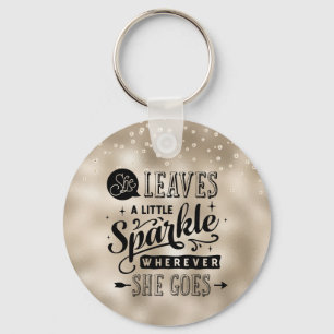She Leaves a Sparkle on Gold and Pearls Key Ring