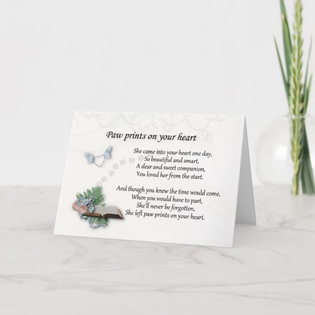 She left pawprints on your heart sympathy card (Front)