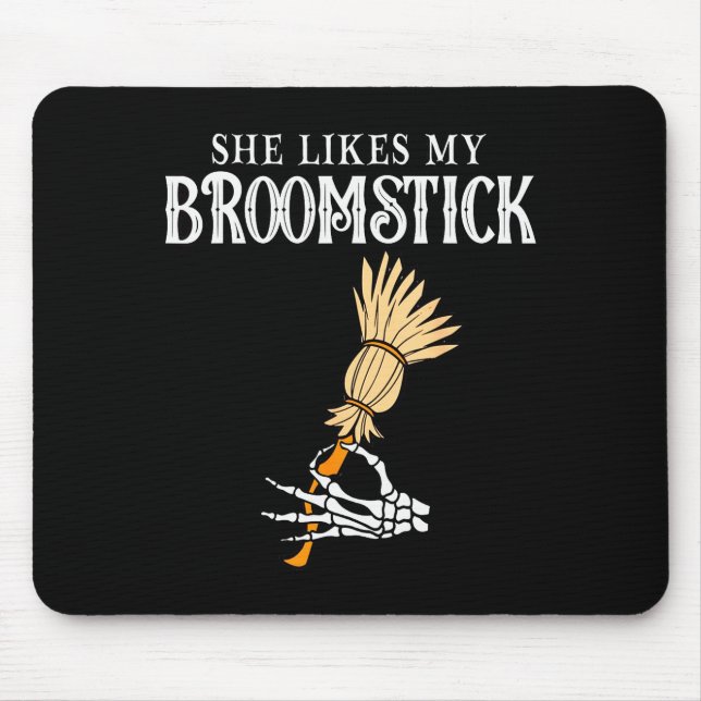 She Likes My Broomstick Couples Pumpkins Skeleton  Mouse Mat (Front)