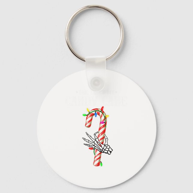 She Likes My Candy Cane Skeleton Couples Christmas Key Ring (Front)