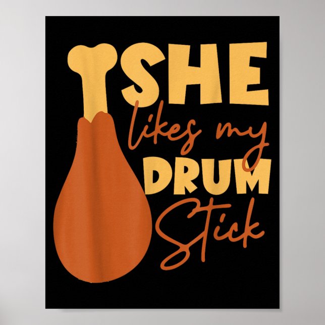 She Likes My Drum Stick Funny Couple Matching Than Poster (Front)