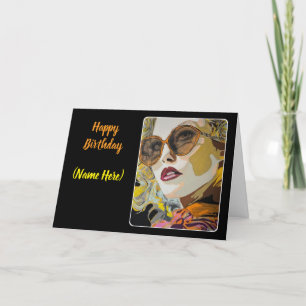 'She Likes Pina Coladas' Painting on a  Thank You Card