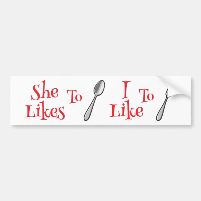 She Likes To Spoon Bumper Sticker (Front)