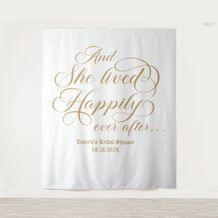 She lived happily ever after royal photobooth back tapestry