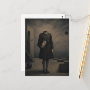 She Lost Her Head Surreal Dark Fantasy Art Postcard