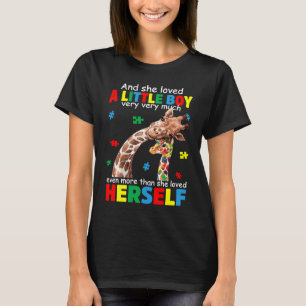 She Loved A Little Boy Giraffe Autism Awareness Pu T-Shirt