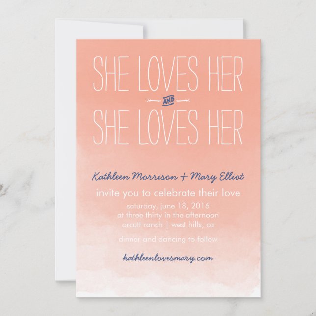 She Loves Her Lesbian Wedding Invite (Front)