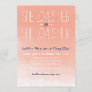 She Loves Her Lesbian Wedding Invite