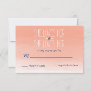 She Loves Her Lesbian Wedding RSVP Card