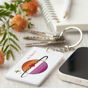 She Loves Her Sunset Lesbian Flag Acrylic Keychain