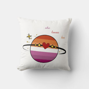 She Loves Her Sunset Lesbian Flag Cushion