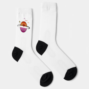 She Loves Her Sunset Lesbian Flag Socks