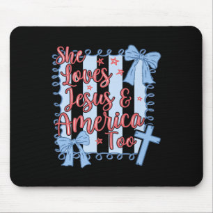 She Loves Jesus & America Christian 4th July C Mouse Mat