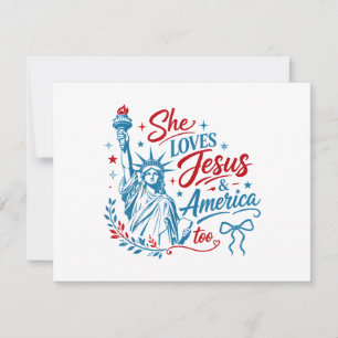 She Loves Jesus and America Too 4th of July Christ Save The Date