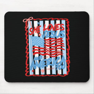 She Loves Jesus And America Too Christian 4th Of J Mouse Mat