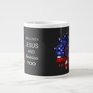 She Loves Jesus and America Too Large Coffee Mug