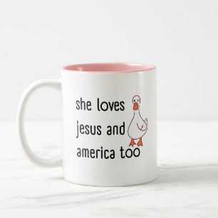 She Loves Jesus and America Too  Two-Tone Coffee Mug