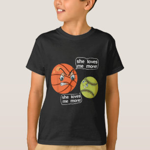 She Loves Me More Angry Sketll Softll Fighting Arg T-Shirt